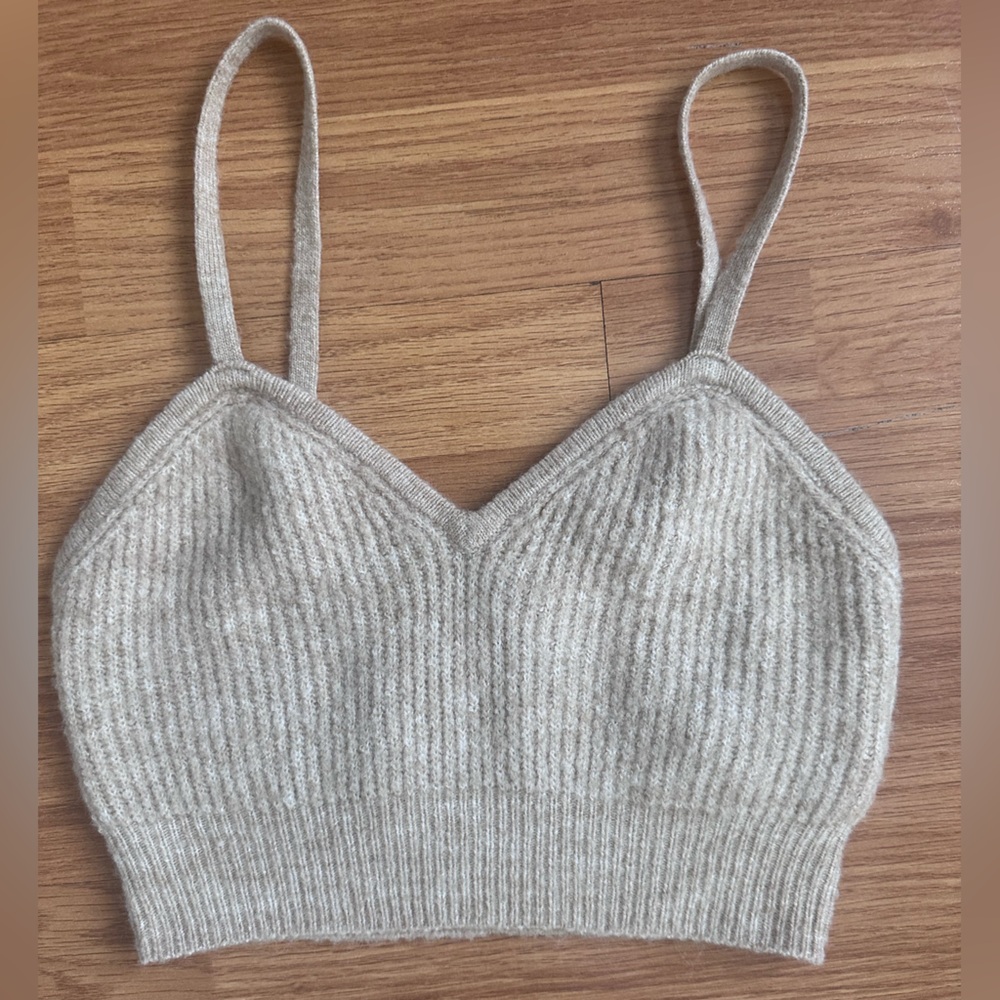 H&M crop top, color beige, size XS.